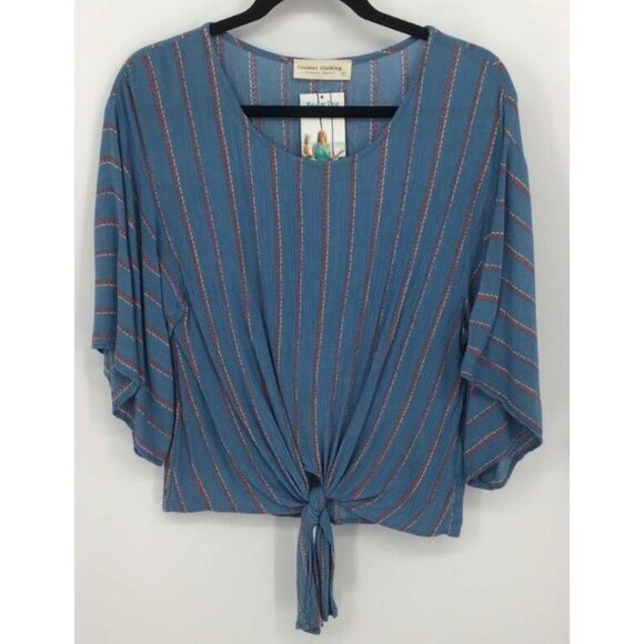 Cookies Clothing Top Small Blue Stripe Women New - Picture 1 of 9